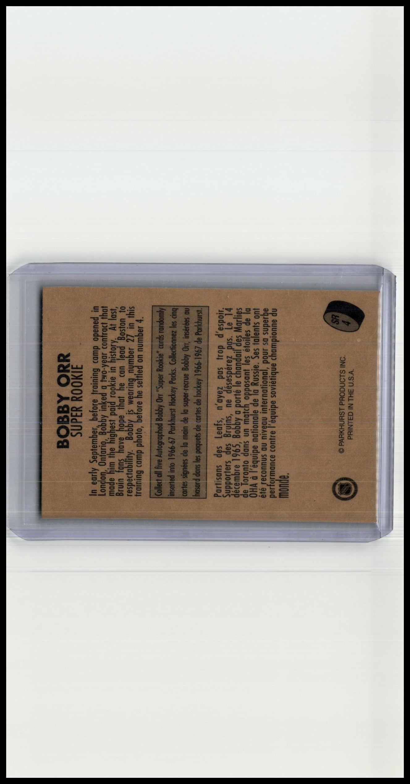 1995-96 Parkhurst 1966-67 #SR4 Bobby Orr Super Rookie Autographs #/500