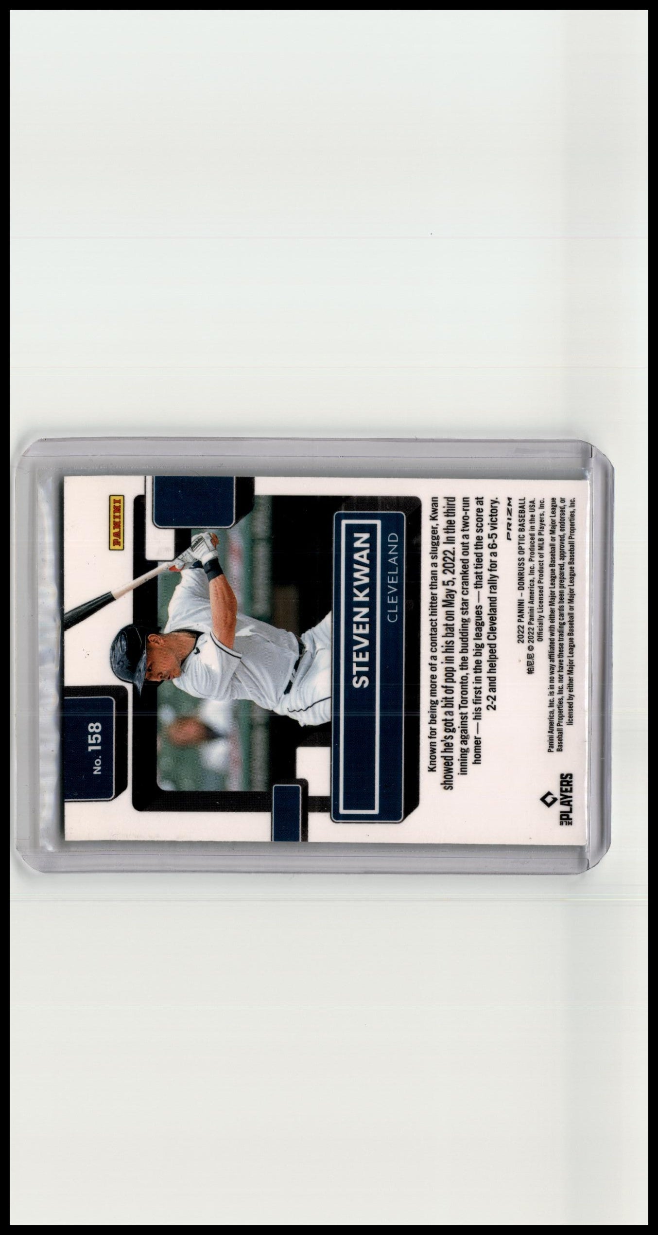 2022 Donruss Optic #158 Steven Kwan Lime Green Prizm