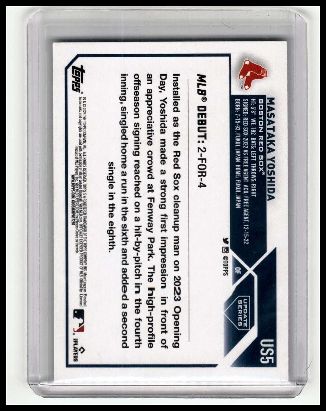 2023 Topps Update #US5 Masataka Yoshida