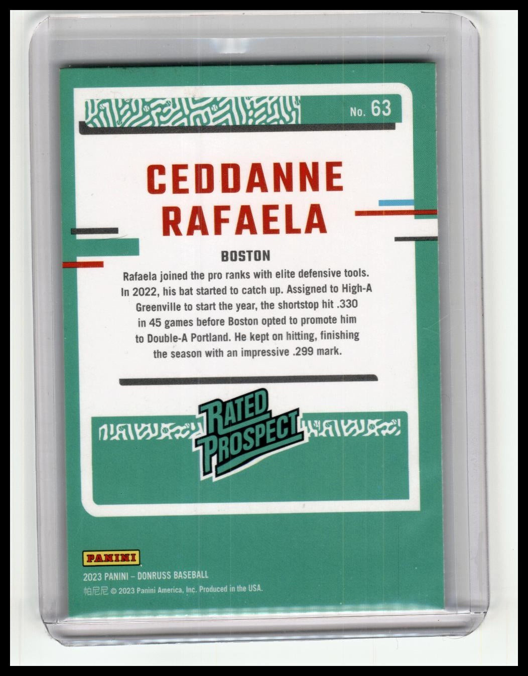 2023 Donruss #63 Ceddanne Rafaela Holo Purple