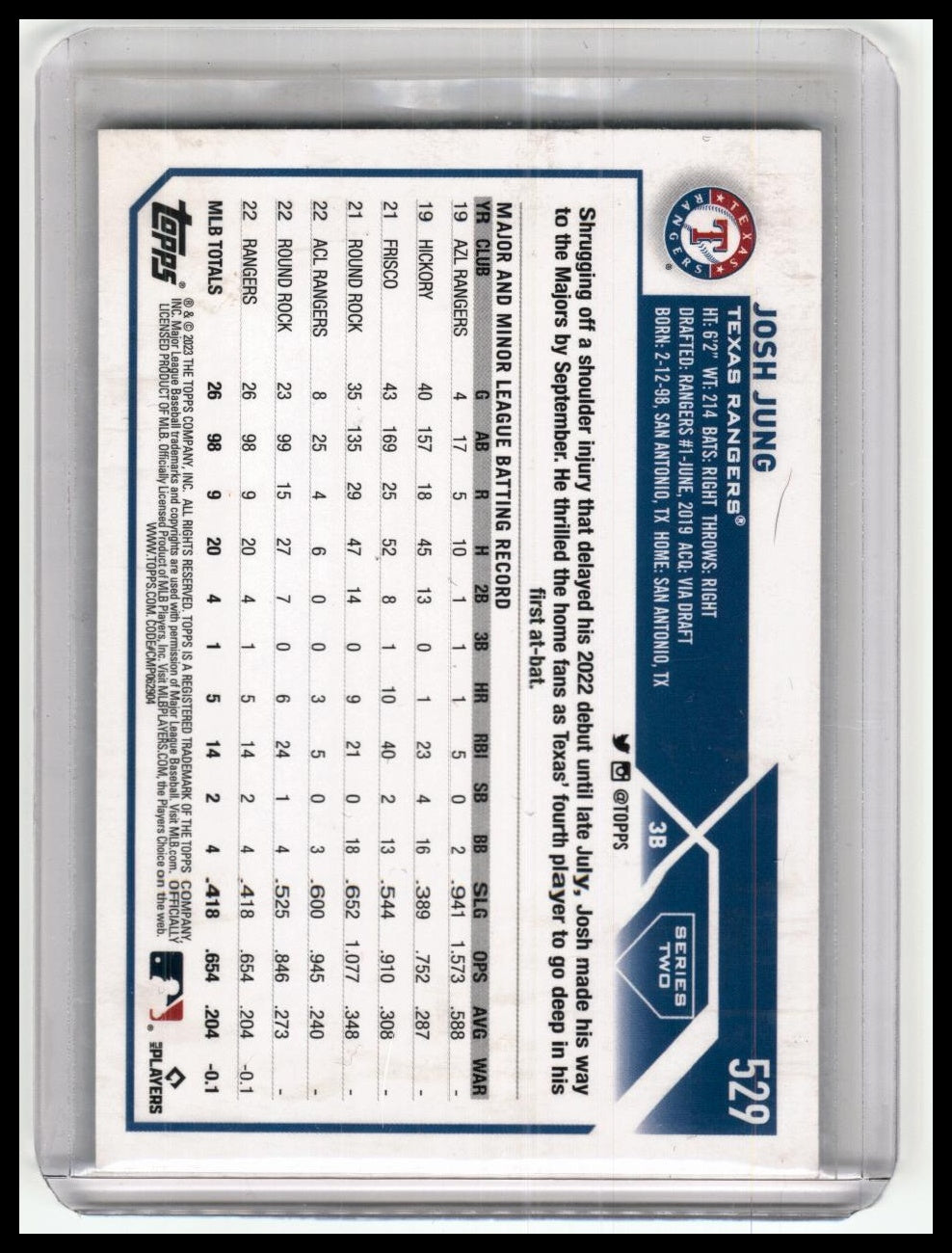 2023 Topps #529 Josh Jung Gold Star