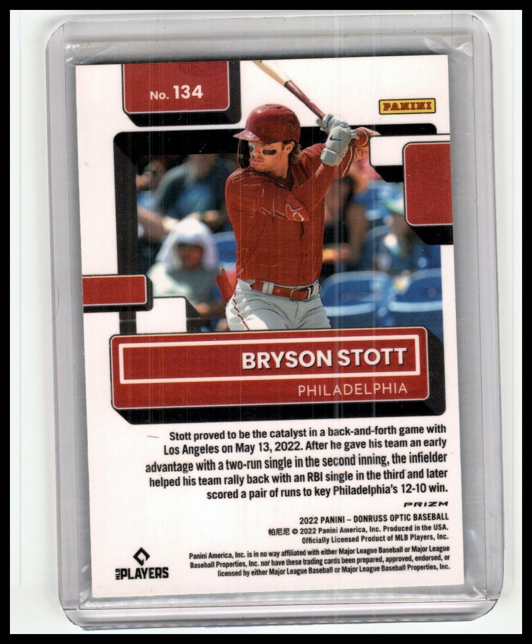 2022 Donruss Optic #134 Bryson Stott Holo Prizm