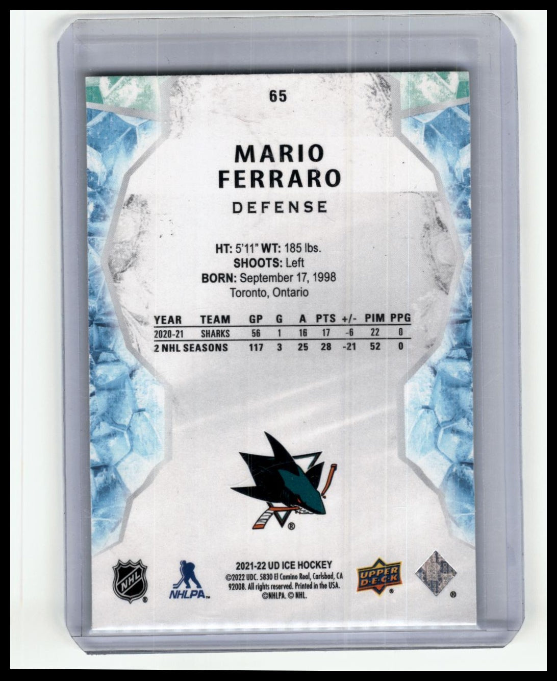 2022 Upper Deck Ice Mario Ferraro