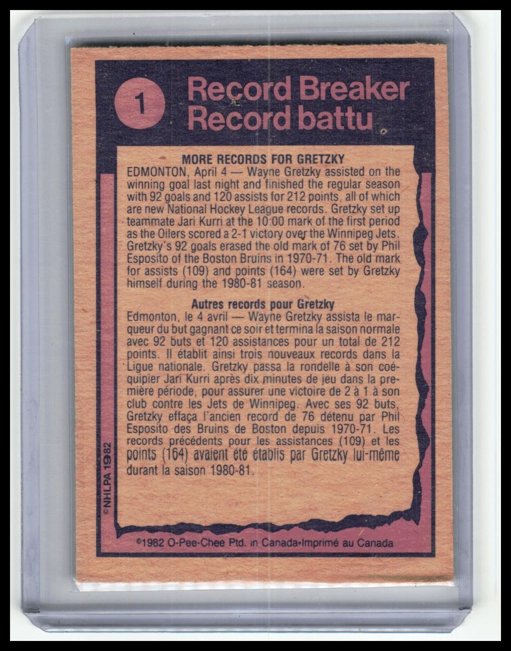 1982-83 O-Pee-Chee #1 Wayne Gretzky
