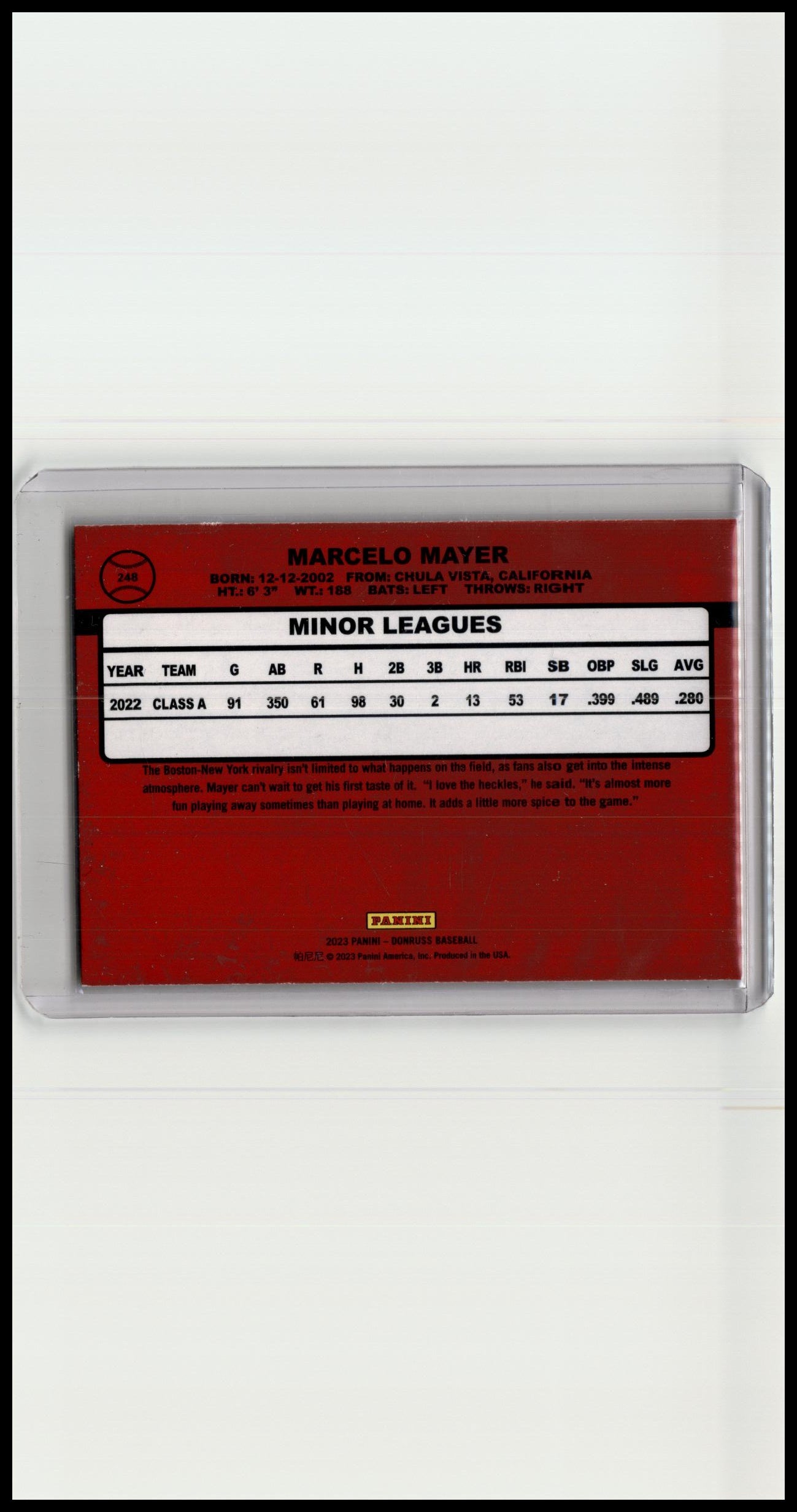 2023 Donruss #248 Marcelo Mayer Holo Blue