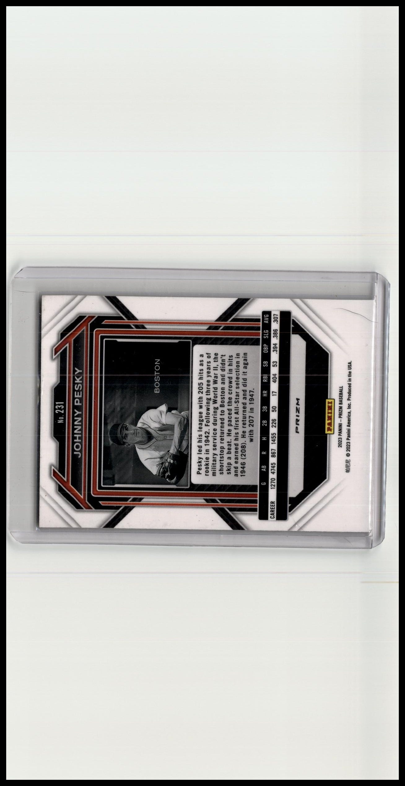 Johnny Pesky 2023 Prizim Pink