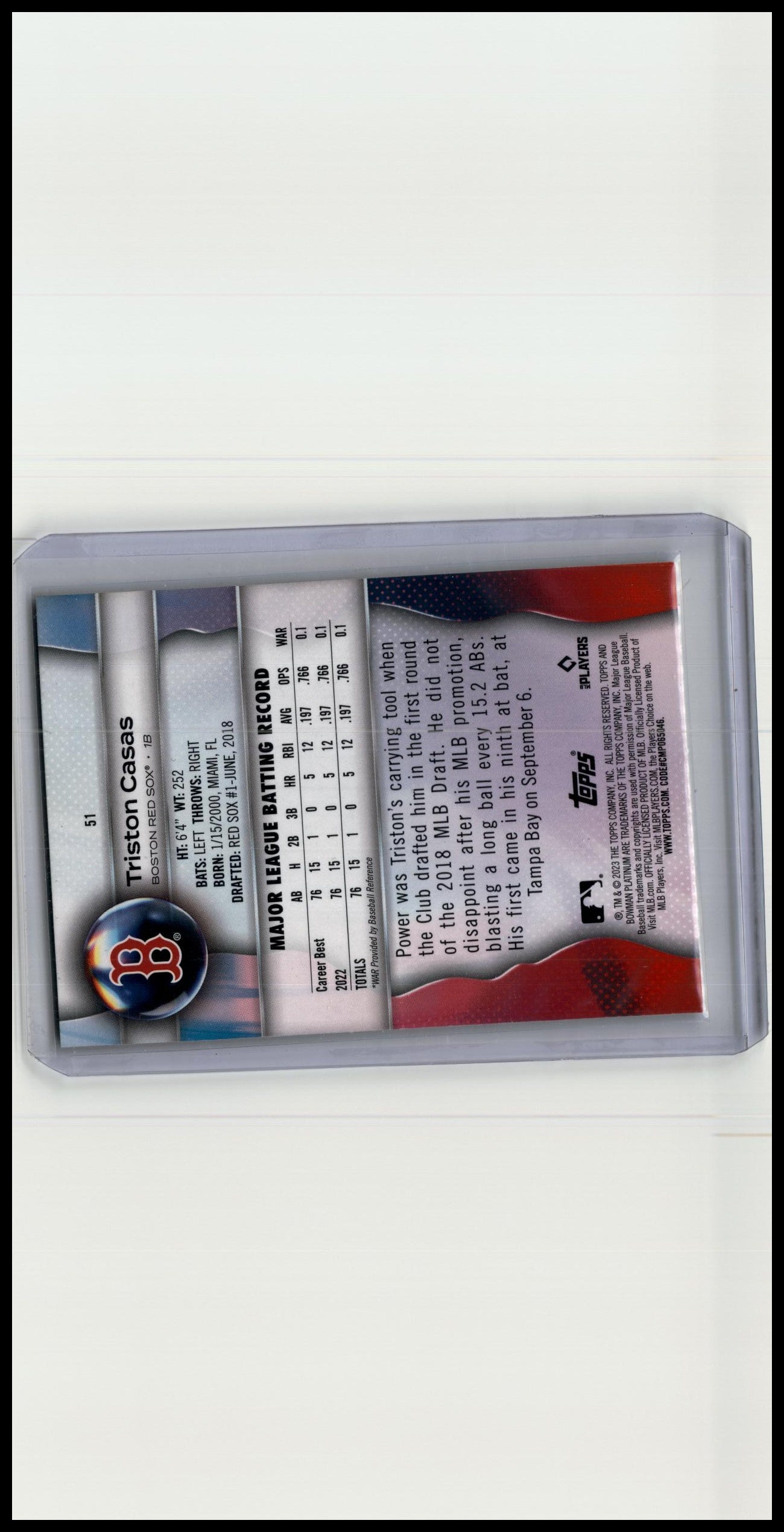 Triston Casas 2023 Bowman Platinum RC