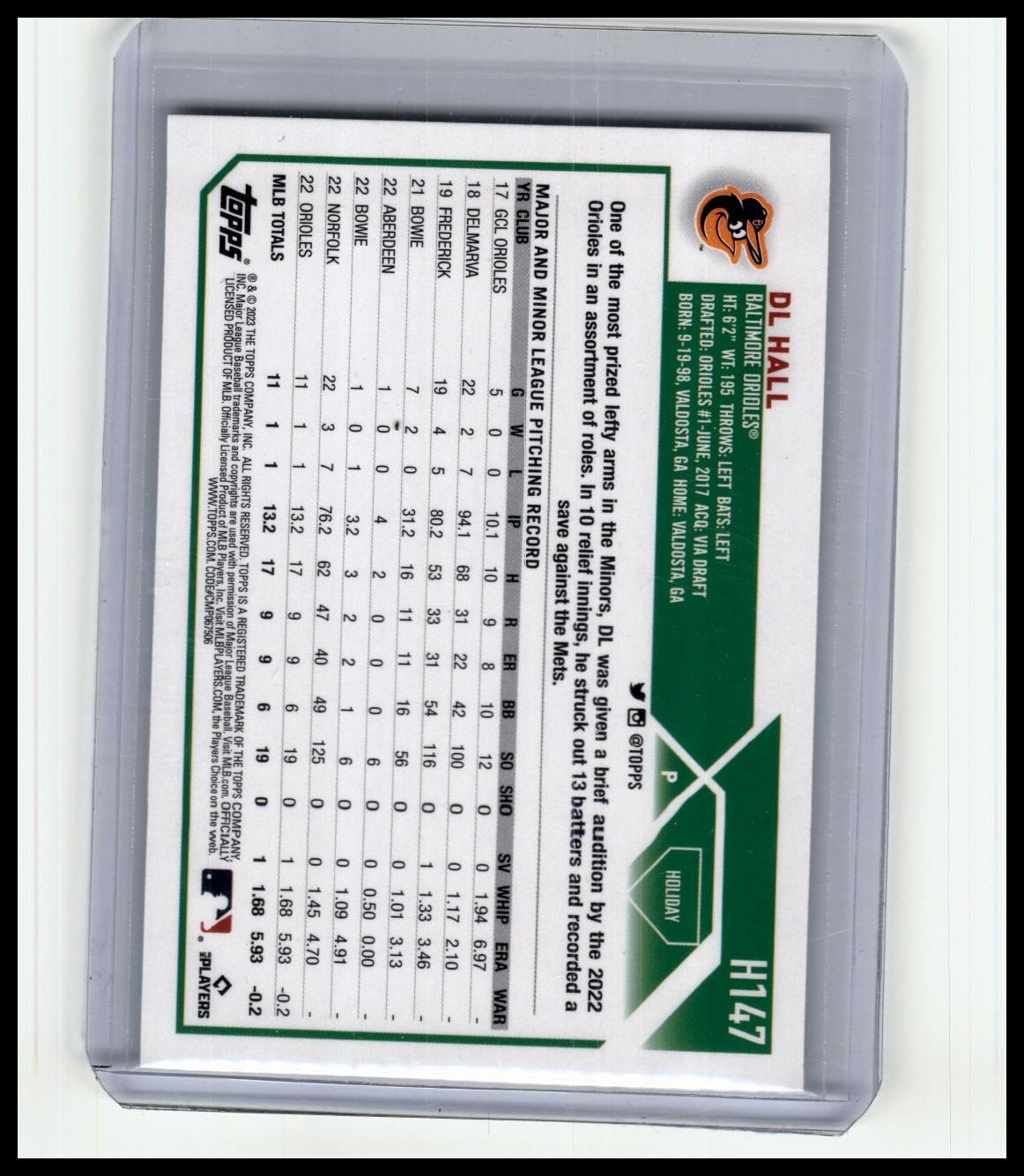 2023 Topps Holiday #H147 DL Hall