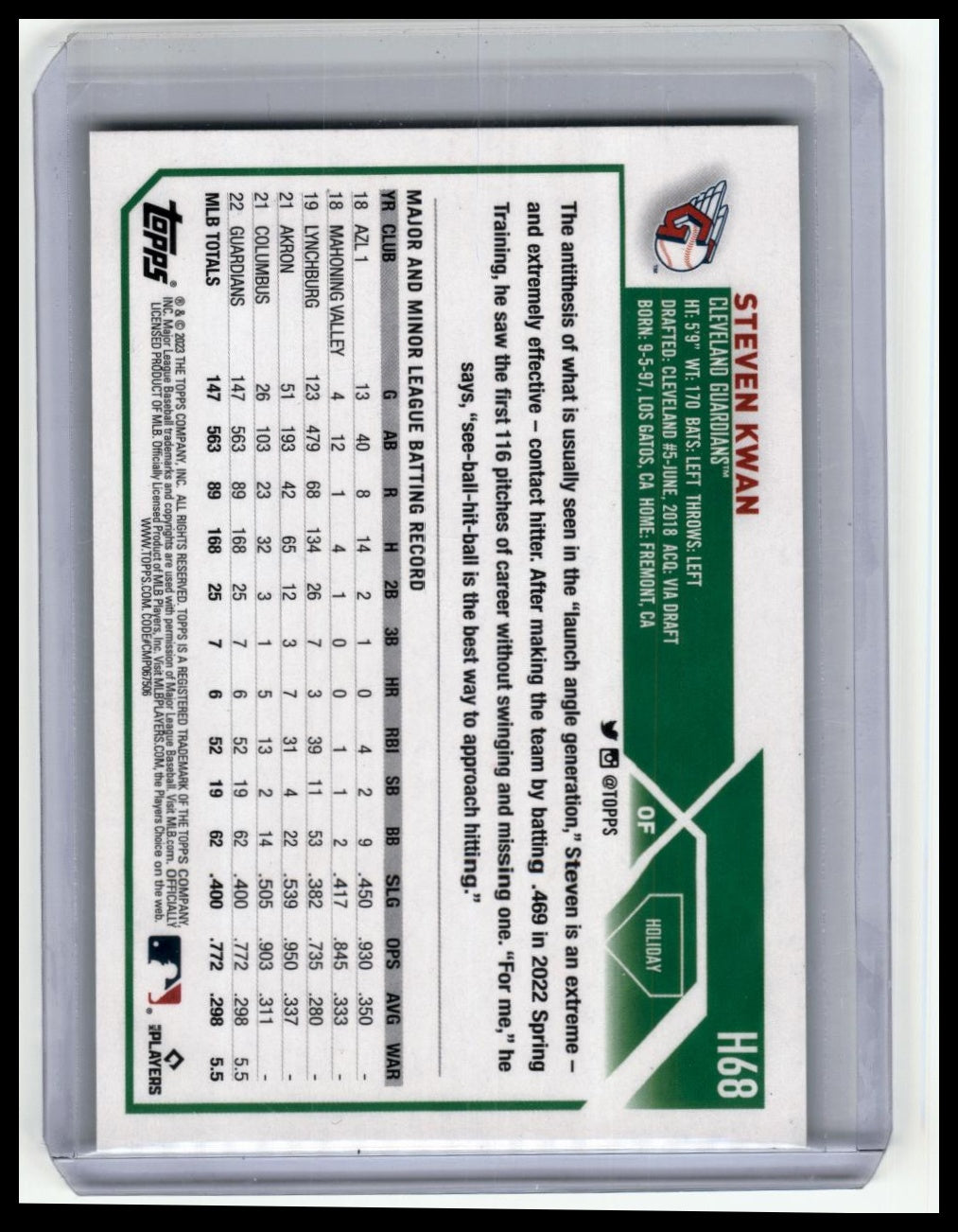 2023 Topps Holiday #H68 Steven Kwan Metallic