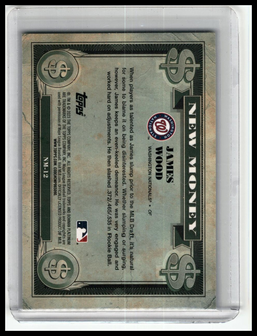 2023 Bowman Platinum #NM-12 James Wood New Money