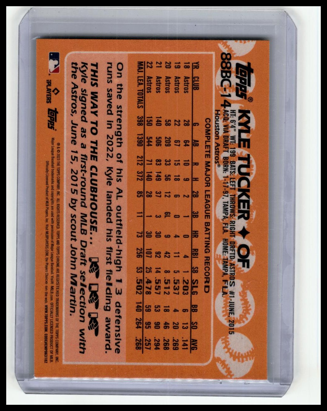 2023 Topps Chrome #88BC-14 Kyle Tucker 1988 Topps Baseball