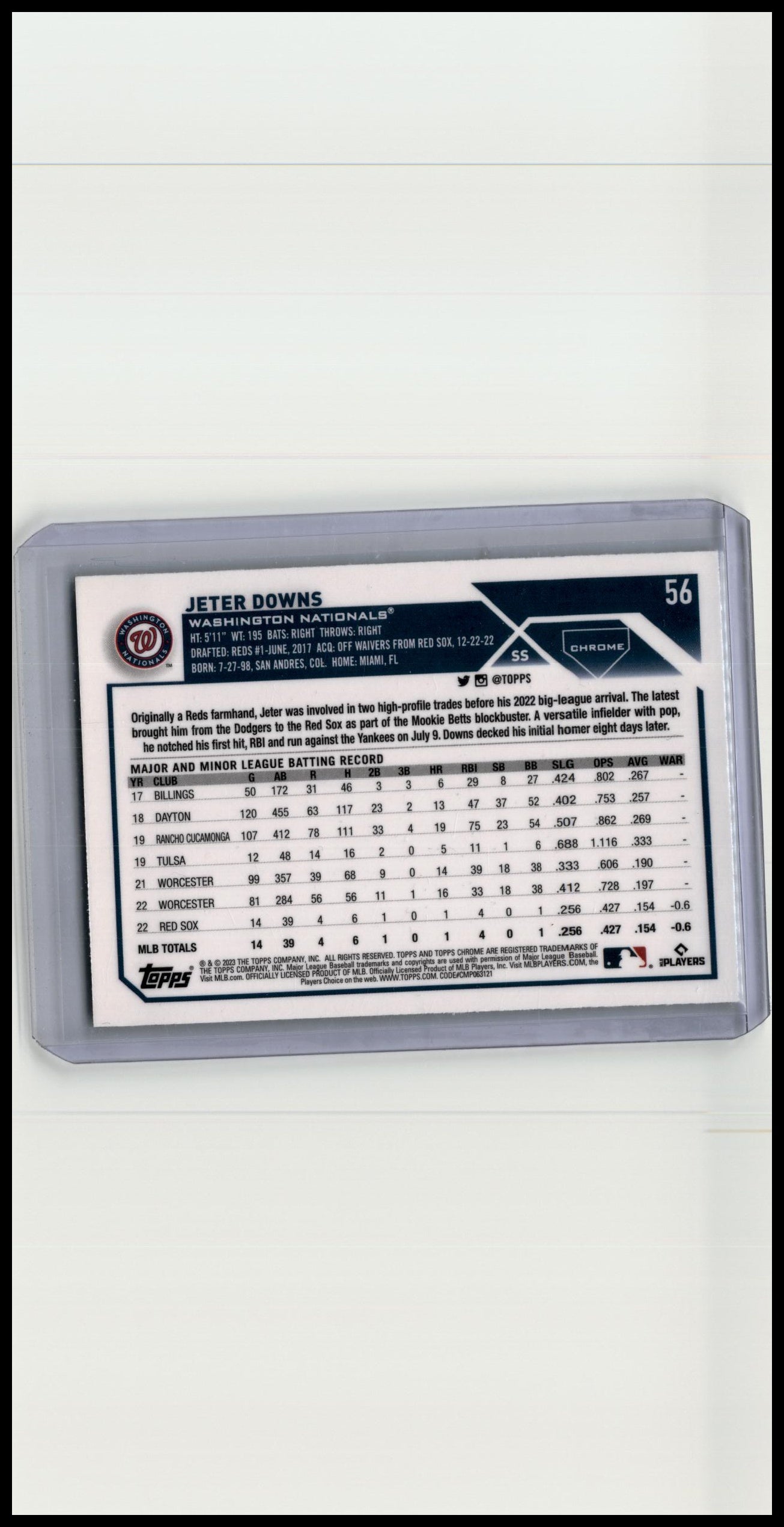 2023 Topps Chrome #56 Jeter Downs Prism Refractor