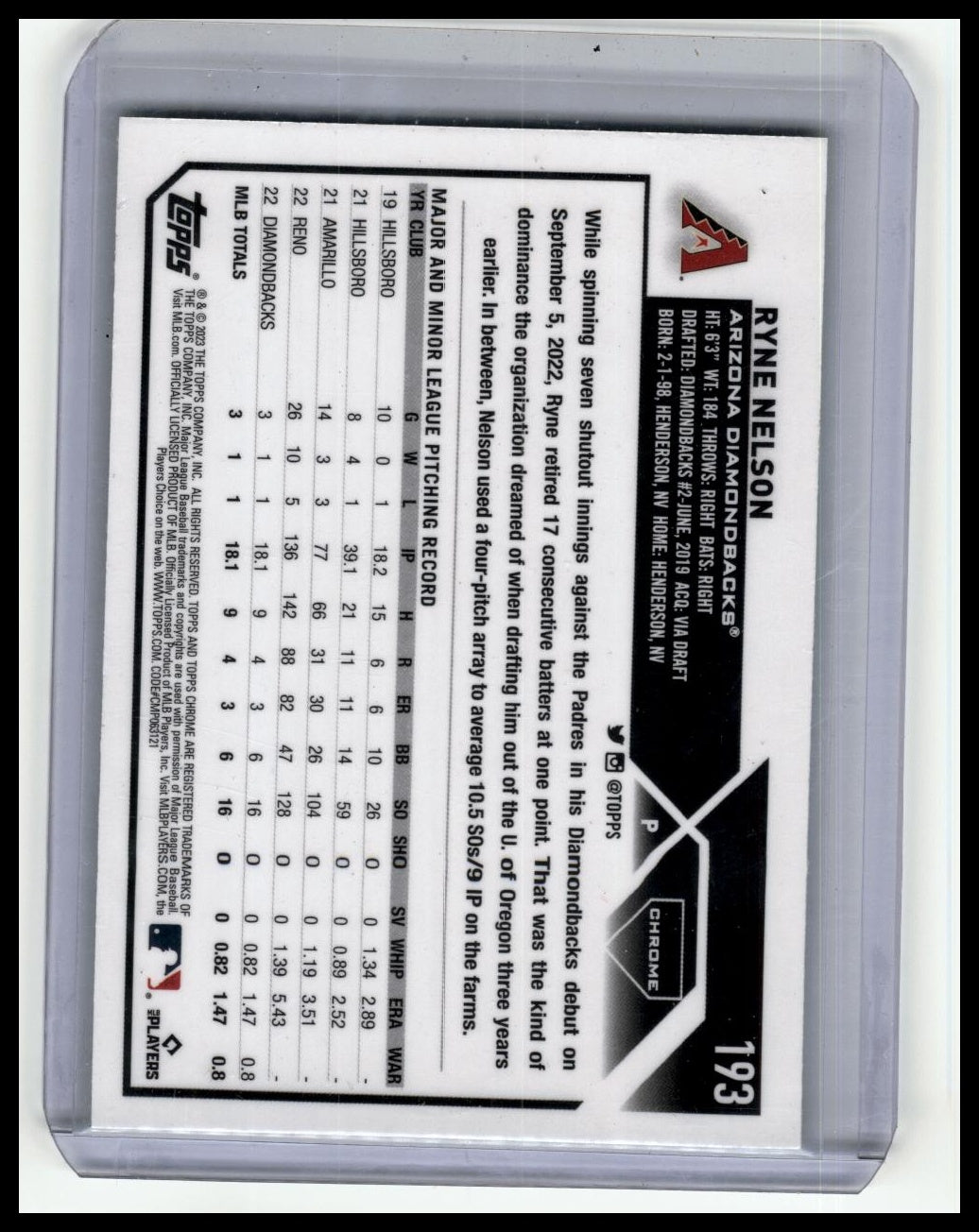 2023 Topps #459 Ryne Nelson Gold Star