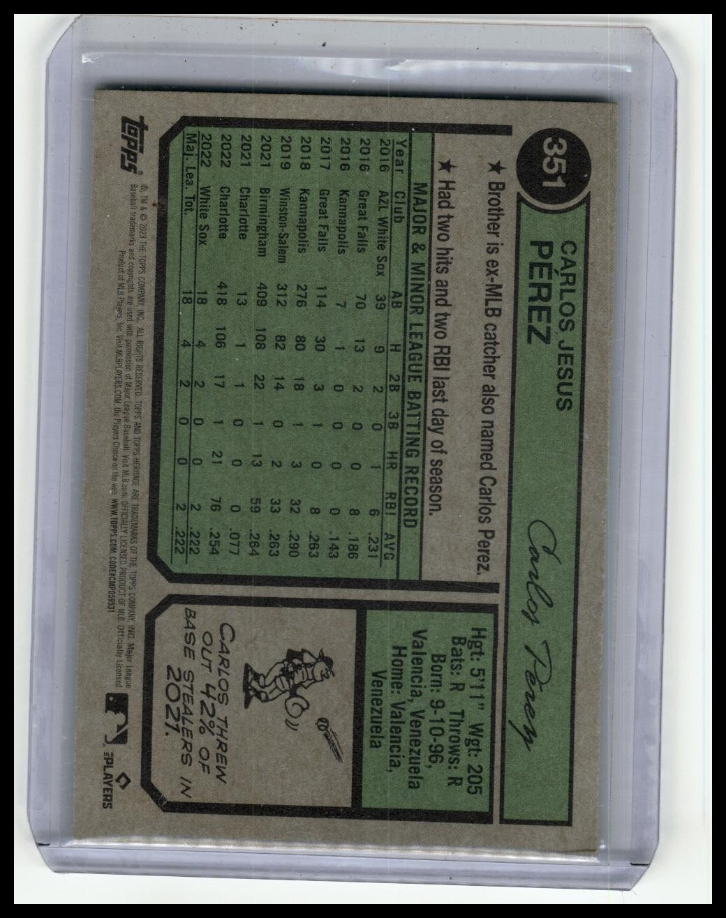 2023 Topps Heritage #351 Carlos Pérez