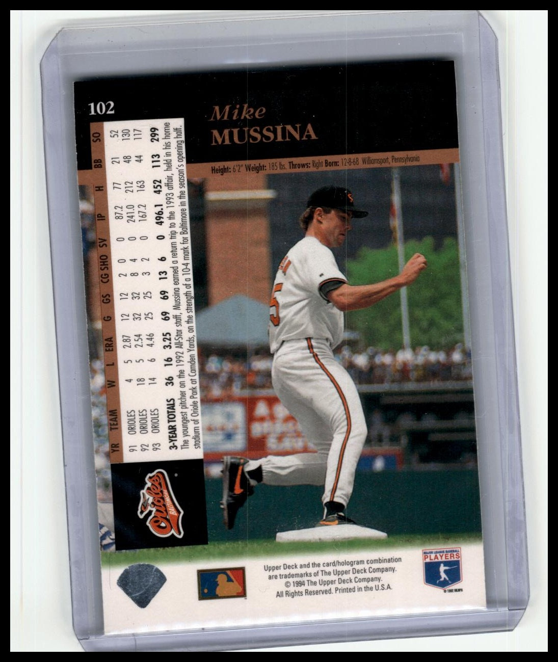 1994 Upper Deck #102 Mike Mussina