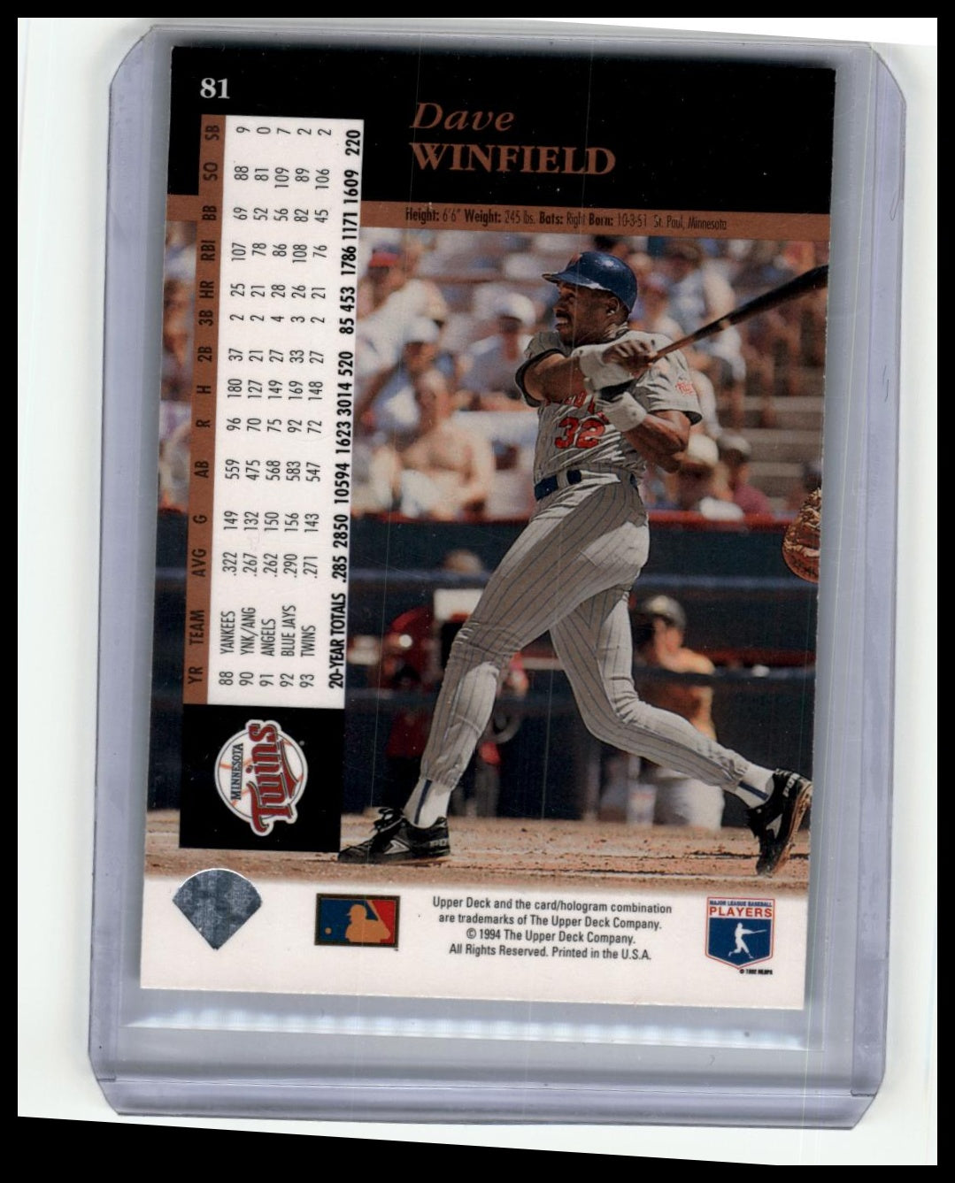 1994 Upper Deck #81 Dave Winfield