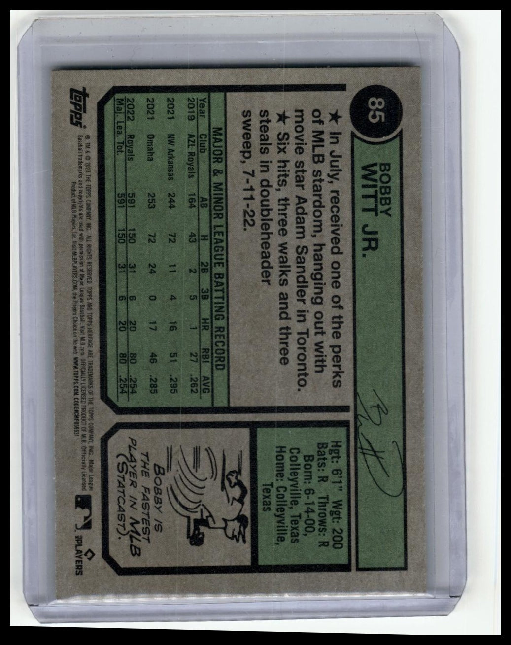 2023 Topps Heritage #85 Bobby Witt Jr.