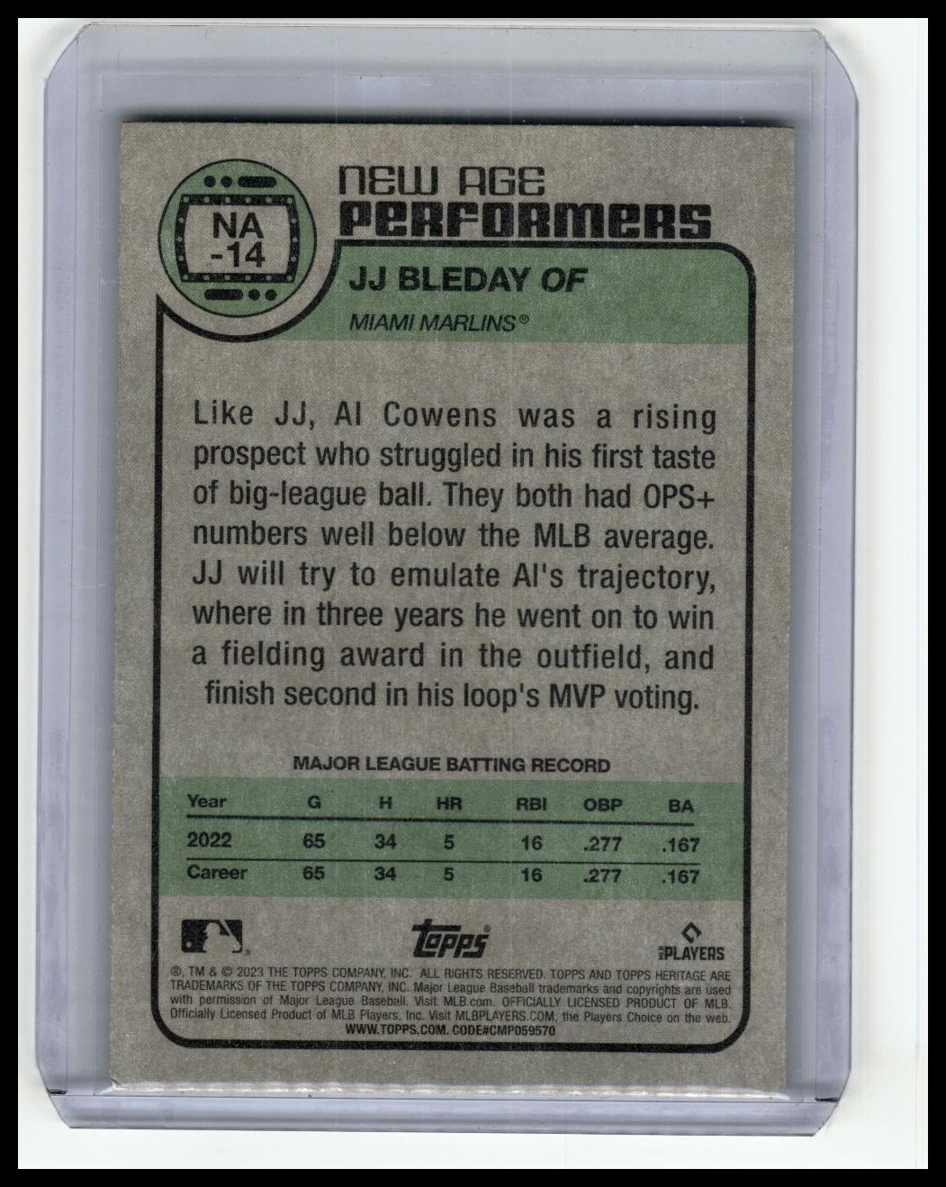 2023 Topps Heritage #NA-14 JJ Bleday New Age Performers