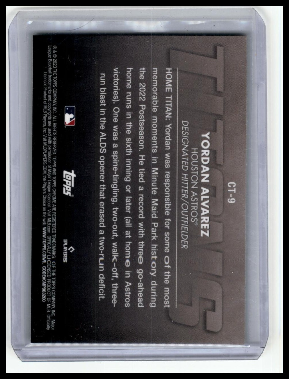 2023 Topps Chrome #CT-9 Yordan Alvarez Titans