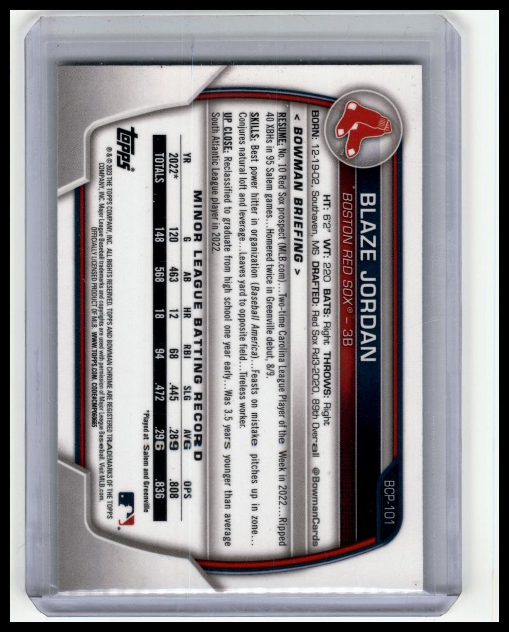 2023 Bowman #BCP-101 Blaze Jordan Chrome Prospects
