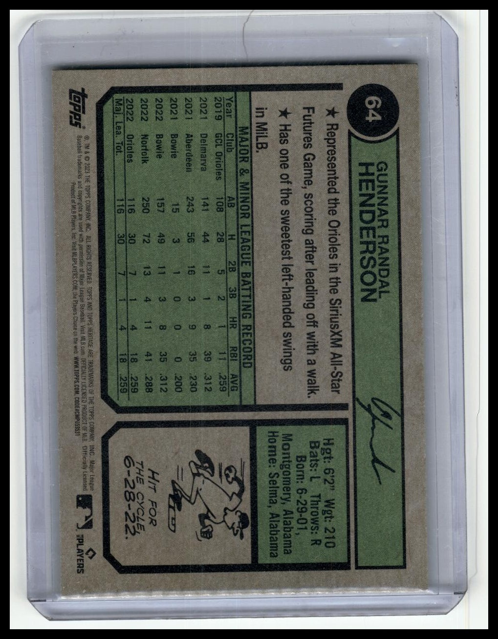 2023 Topps Heritage #64b Gunnar Henderson