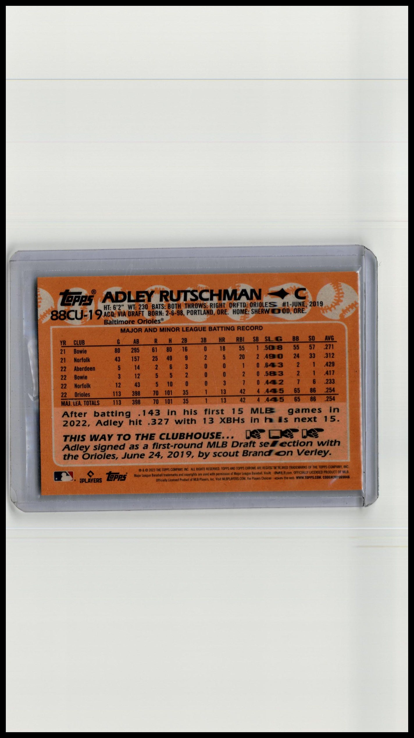 2023 Topps Chrome Update #88CU-19 Adley Rutschman 1988 Topps Baseball