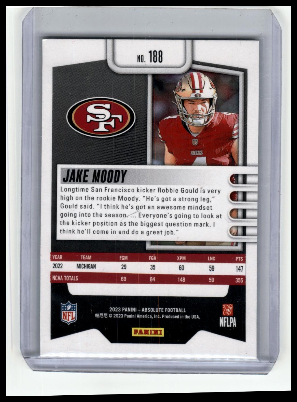 2023 Panini Absolute #188 Jake Moody Retail
