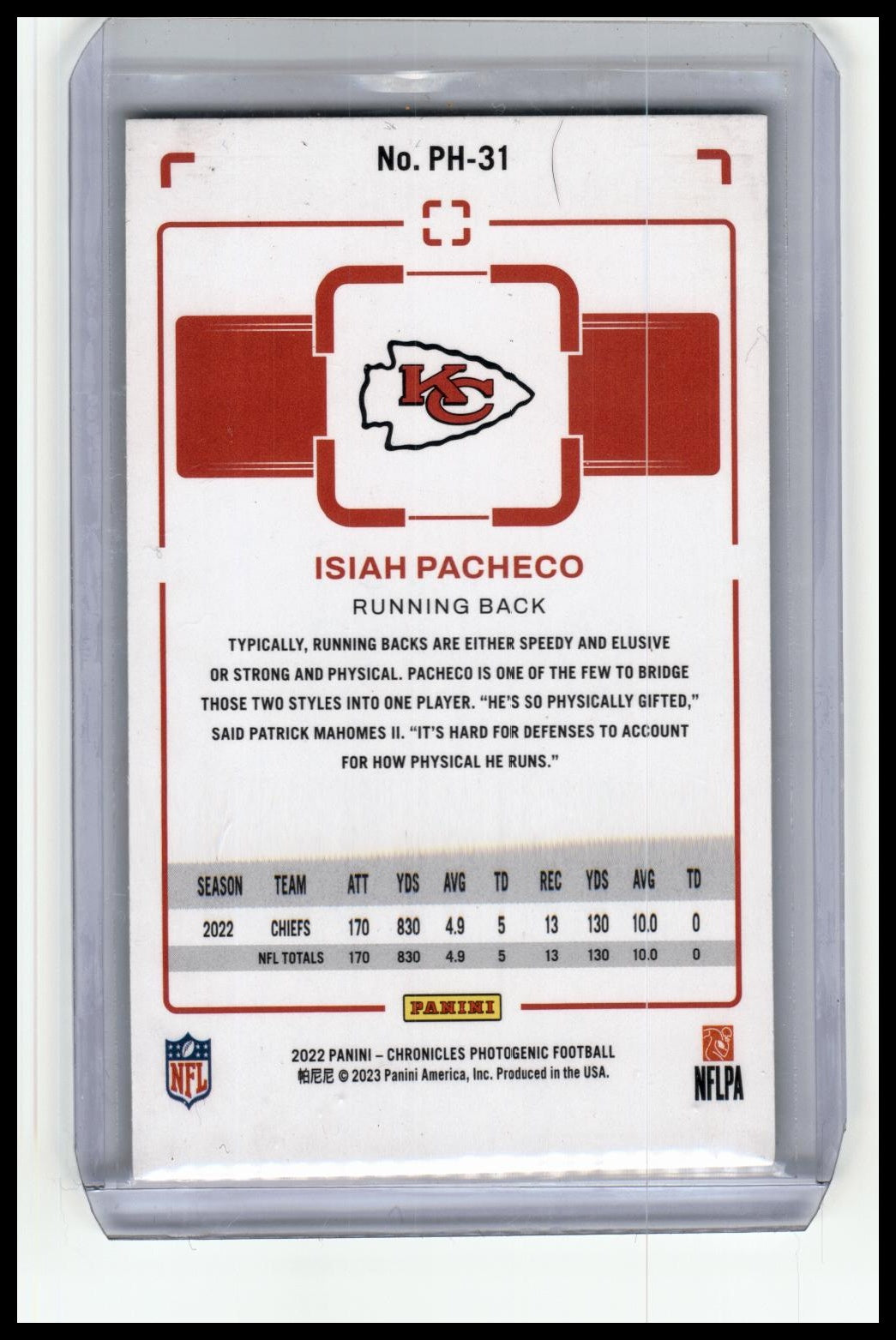 2022 Panini Chronicles #PH-31 Isiah Pacheco Photogenic Bronze