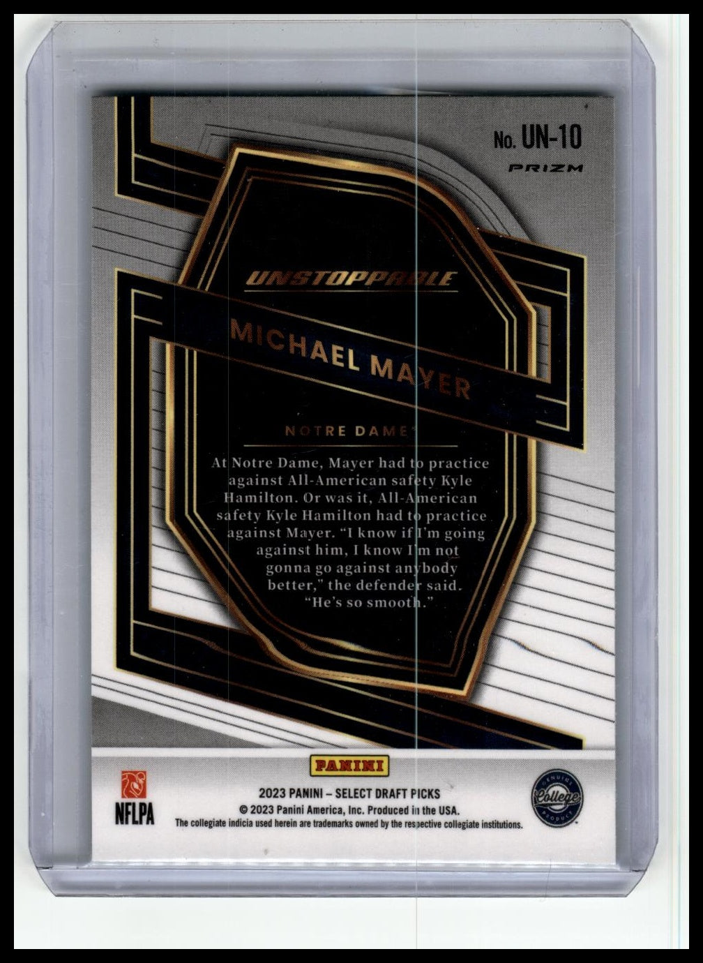 2023 Panini Select Draft Picks #UN-10 Michael Mayer Unstoppable