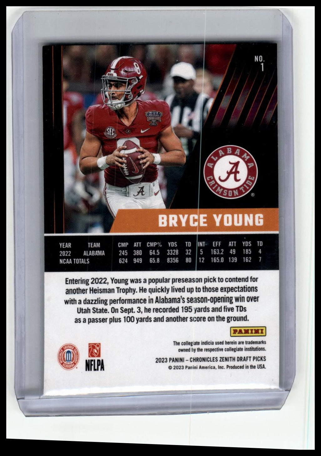 2023 Panini Chronicles Draft Picks #1 Bryce Young Zenith