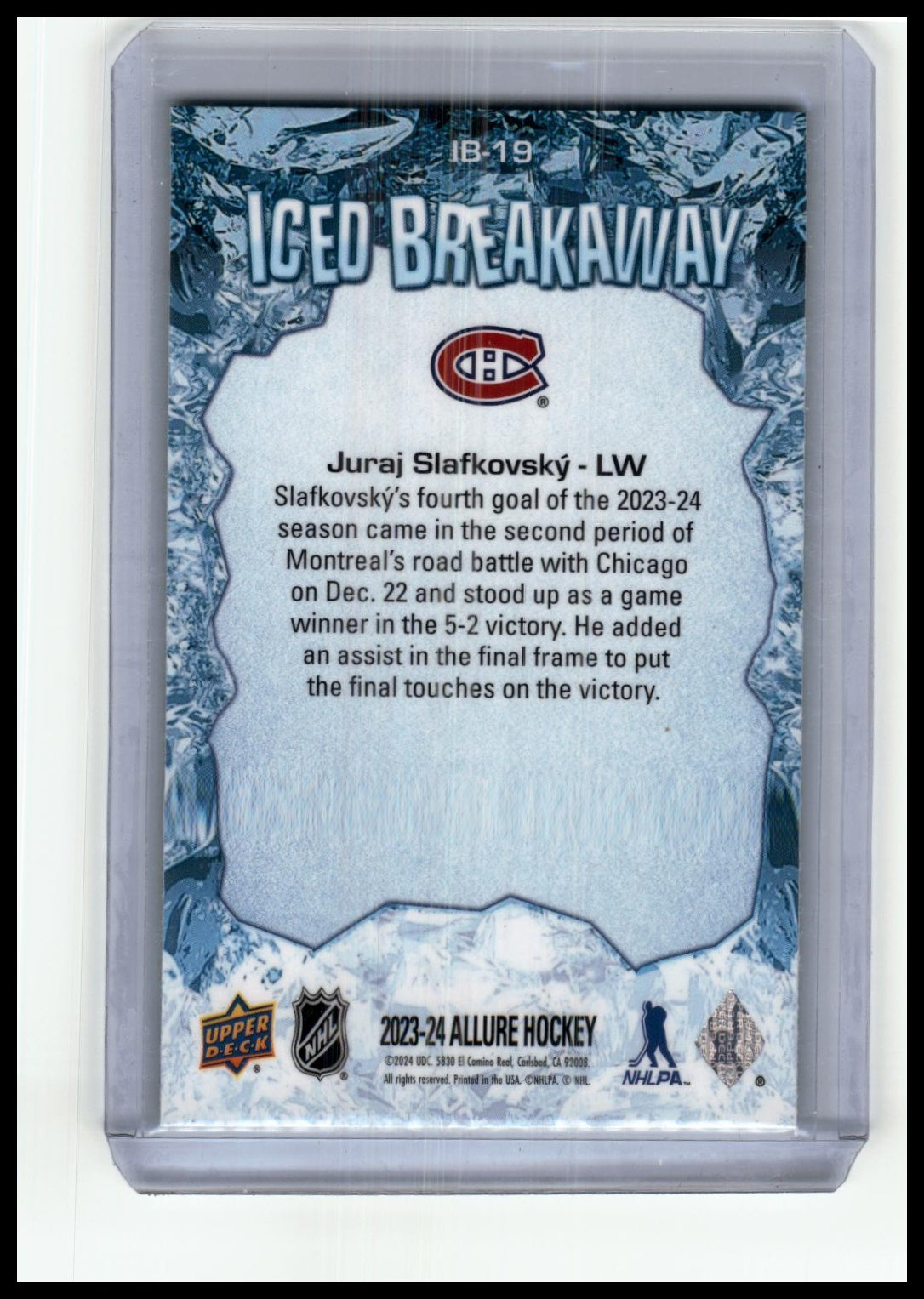 2023-24 Allure #IB-19 Juraj Slafkovsky Iced Breakaway