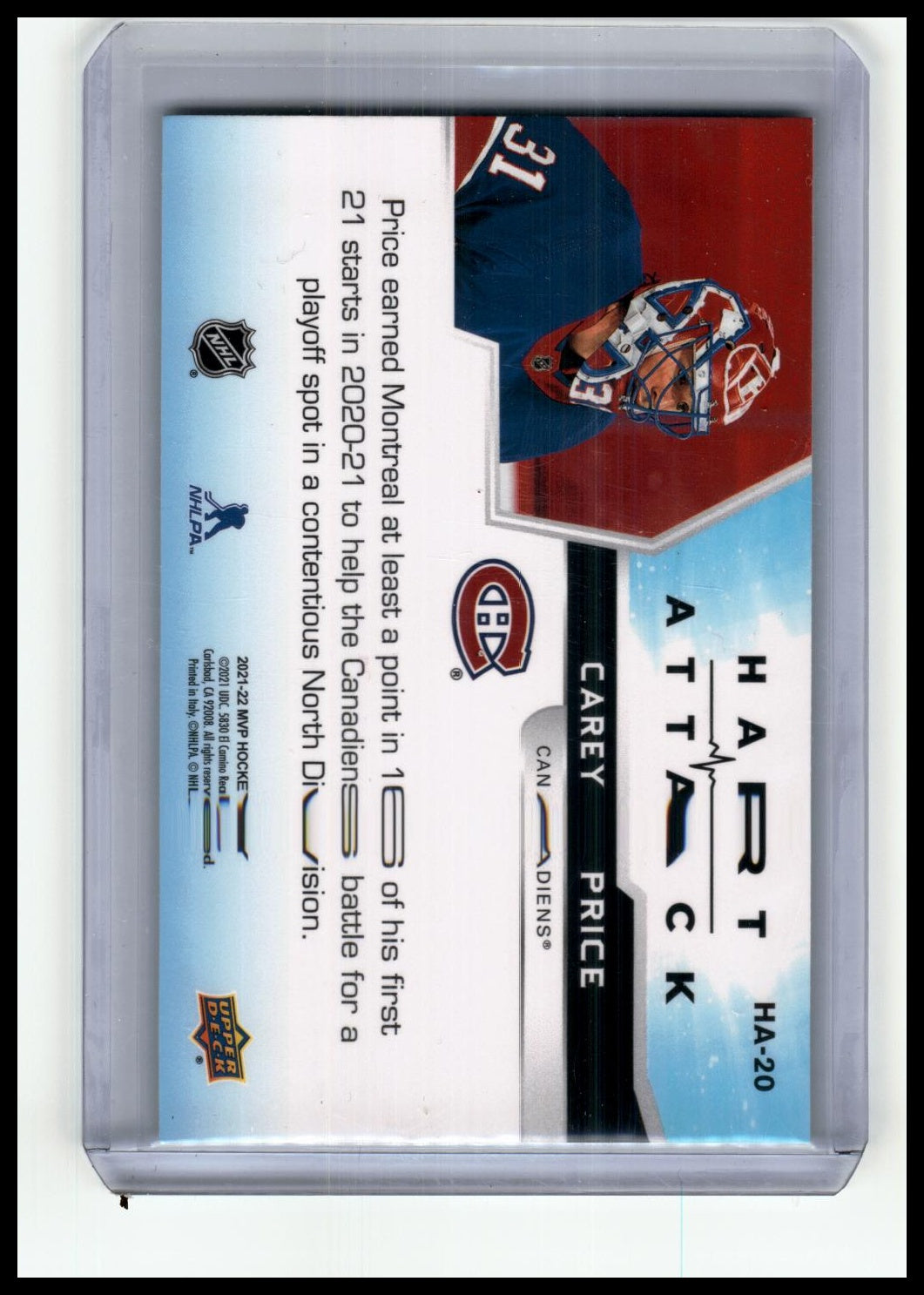 2021-22 Upper Deck MVP #HA-20 Carey Price