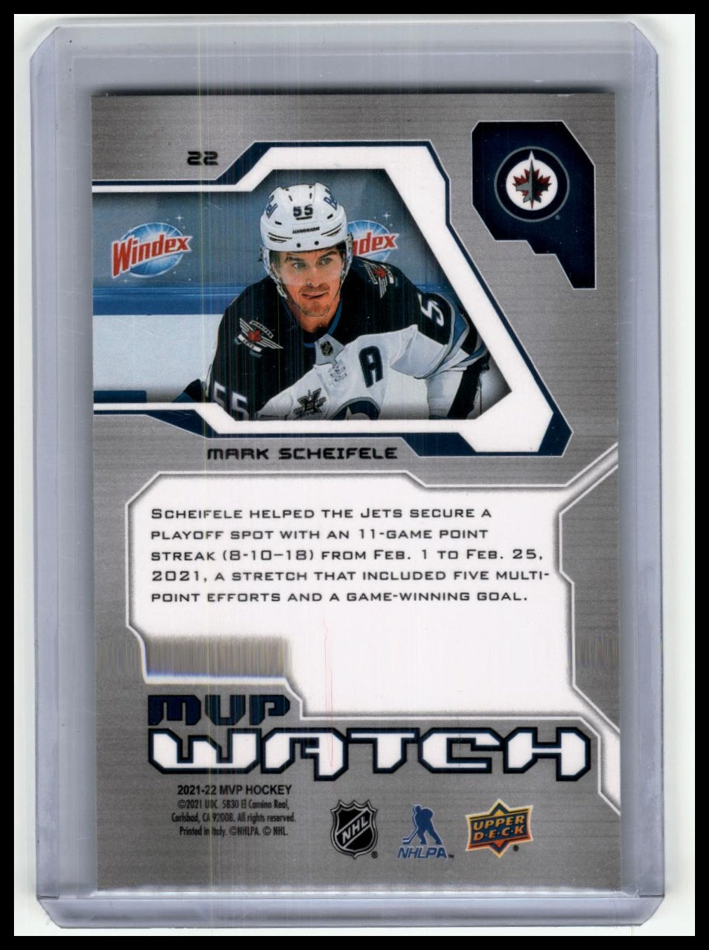 2021-22 Upper Deck MVP #22 Mark Scheifele 20th Anniversary