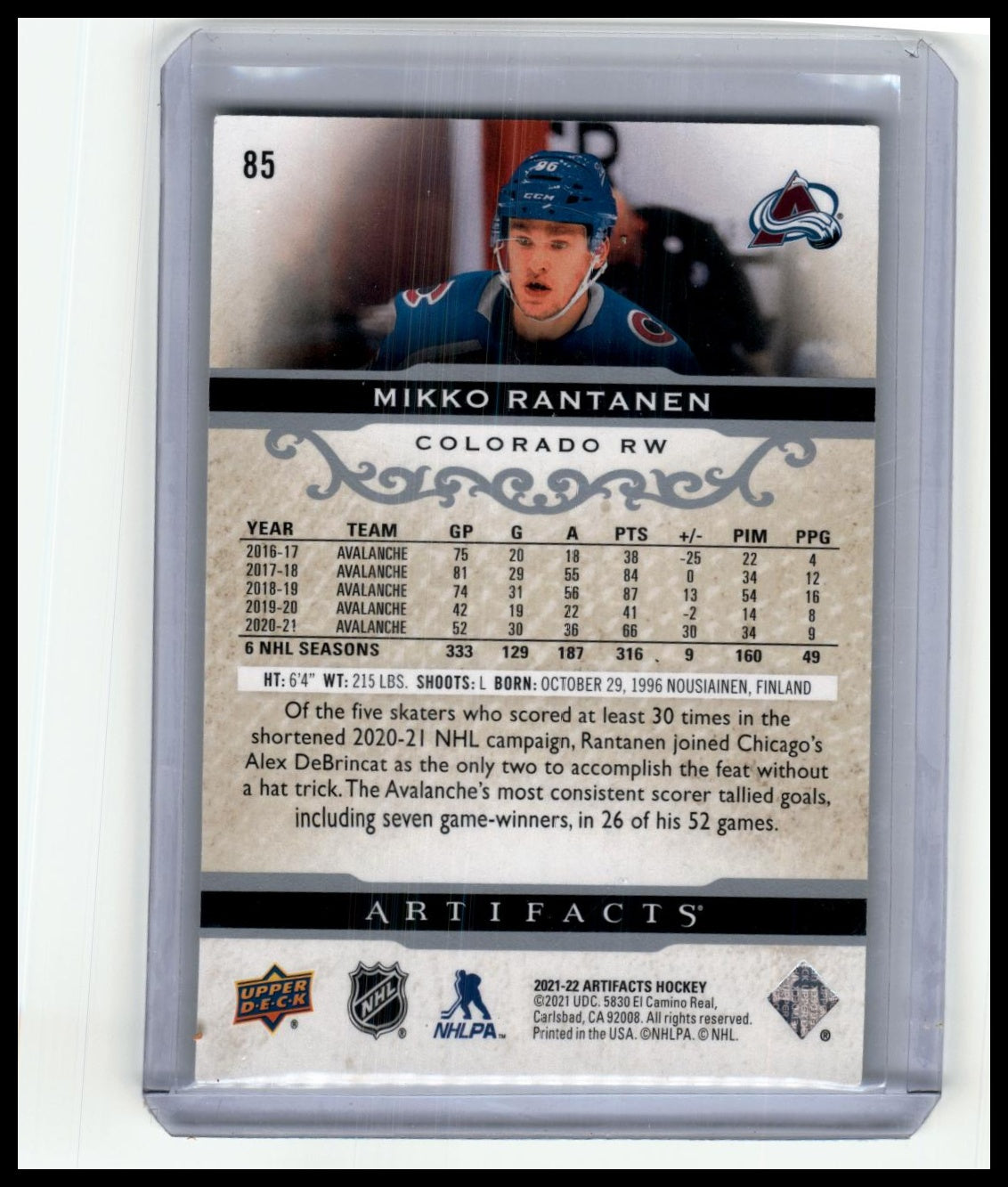 2021-22 Upper Deck Artifacts #85 Mikko Rantanen Neon Green