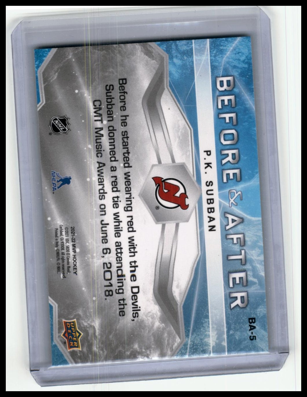 2021-22 Upper Deck MVP #BA-5 PK Subban Before-After
