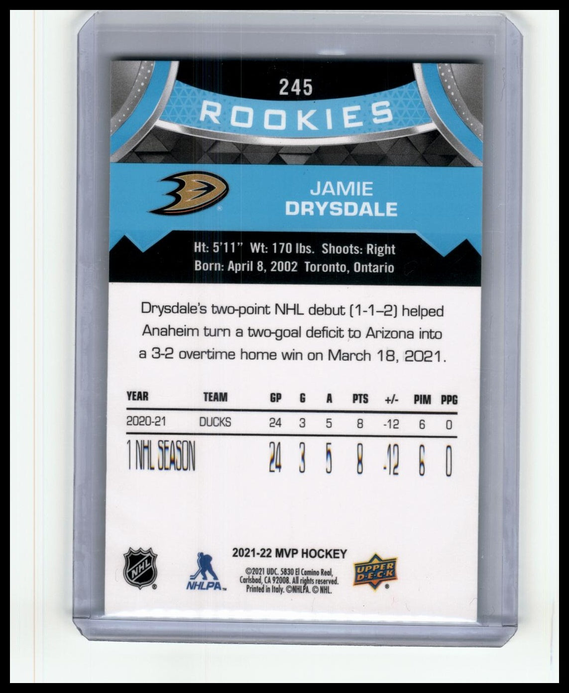2021-22 Upper Deck MVP #245 Jamie Drysdale