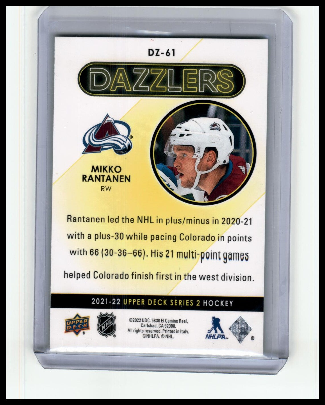2021-22 Upper Deck #DZ-61 Mikko Rantanen Dazzlers Blue