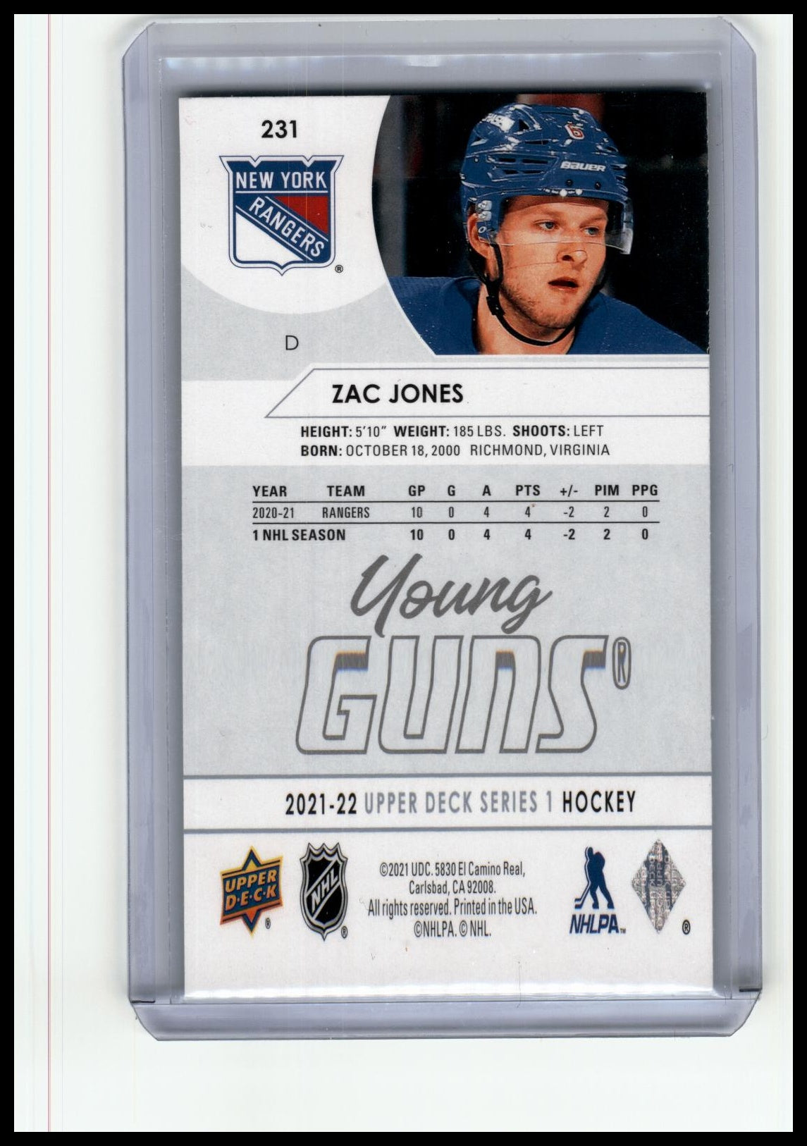 2021-22 Upper Deck #231 Zac Jones French