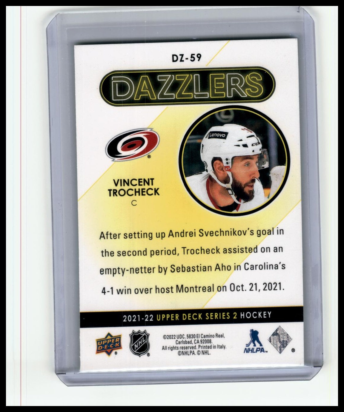 2021-22 Upper Deck #DZ-59 Vincent Trocheck Dazzlers Blue
