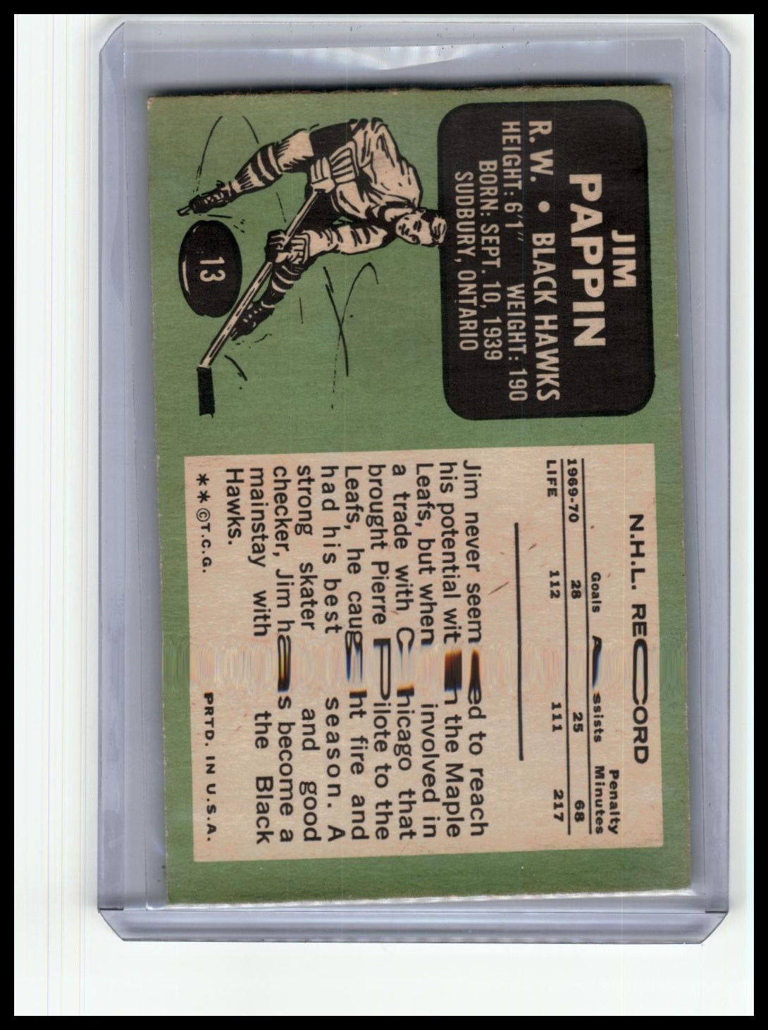 1970-71 Topps #13 Jim Pappin