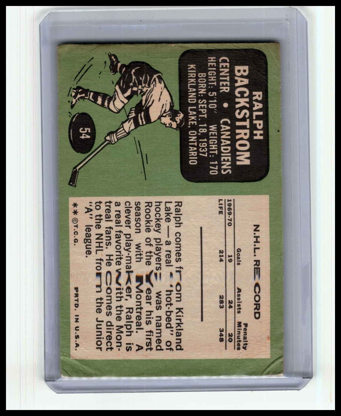 1970-71 O-Pee-Chee #54 Ralph Backstrom