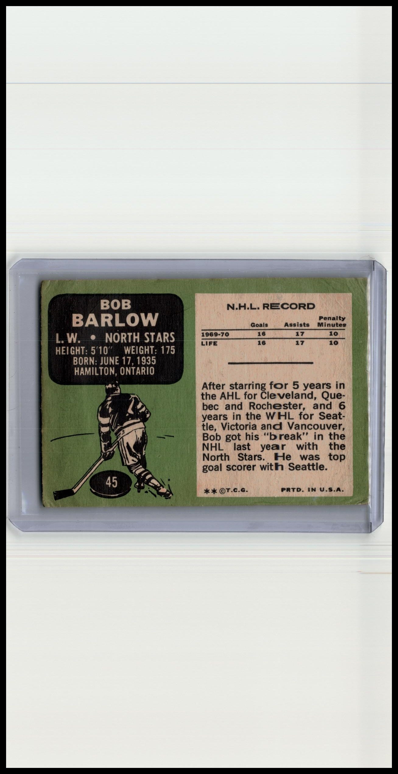 1970-71 O-Pee-Chee #45 Bob Barlow
