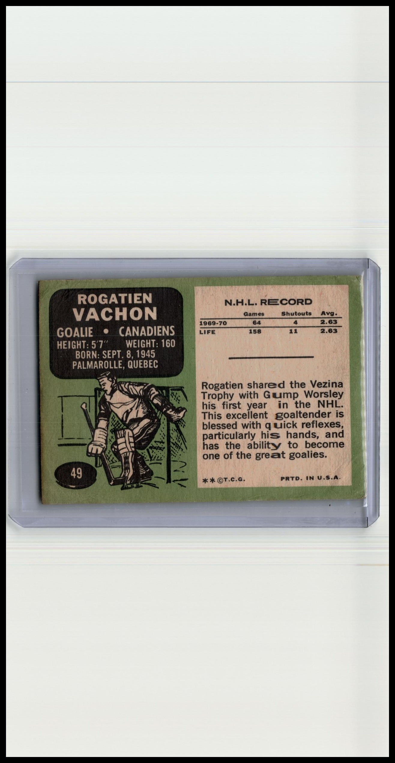 1970-71 O-Pee-Chee #49 Rogatien Vachon