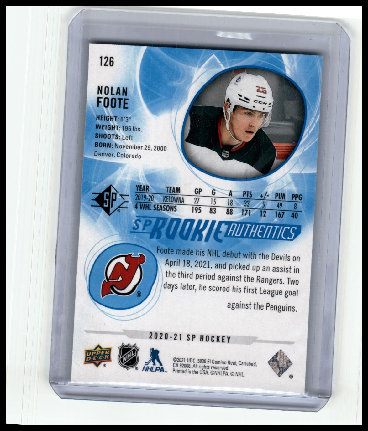 2020-21 SP #126 Nolan Foote Blue