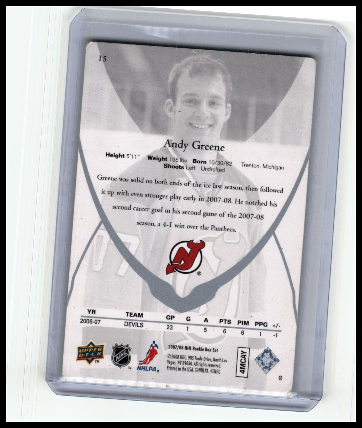 2007-08 Upper Deck Rookie Class Box Set #15 Andy Greene