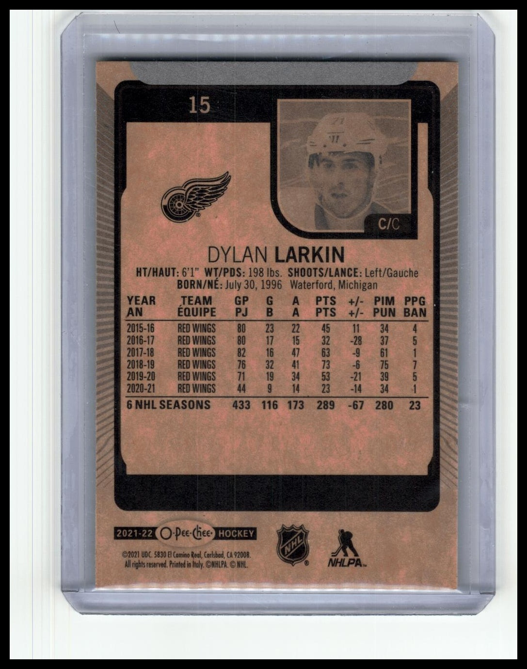2021-22 O-Pee-Chee #15 Dylan Larkin
