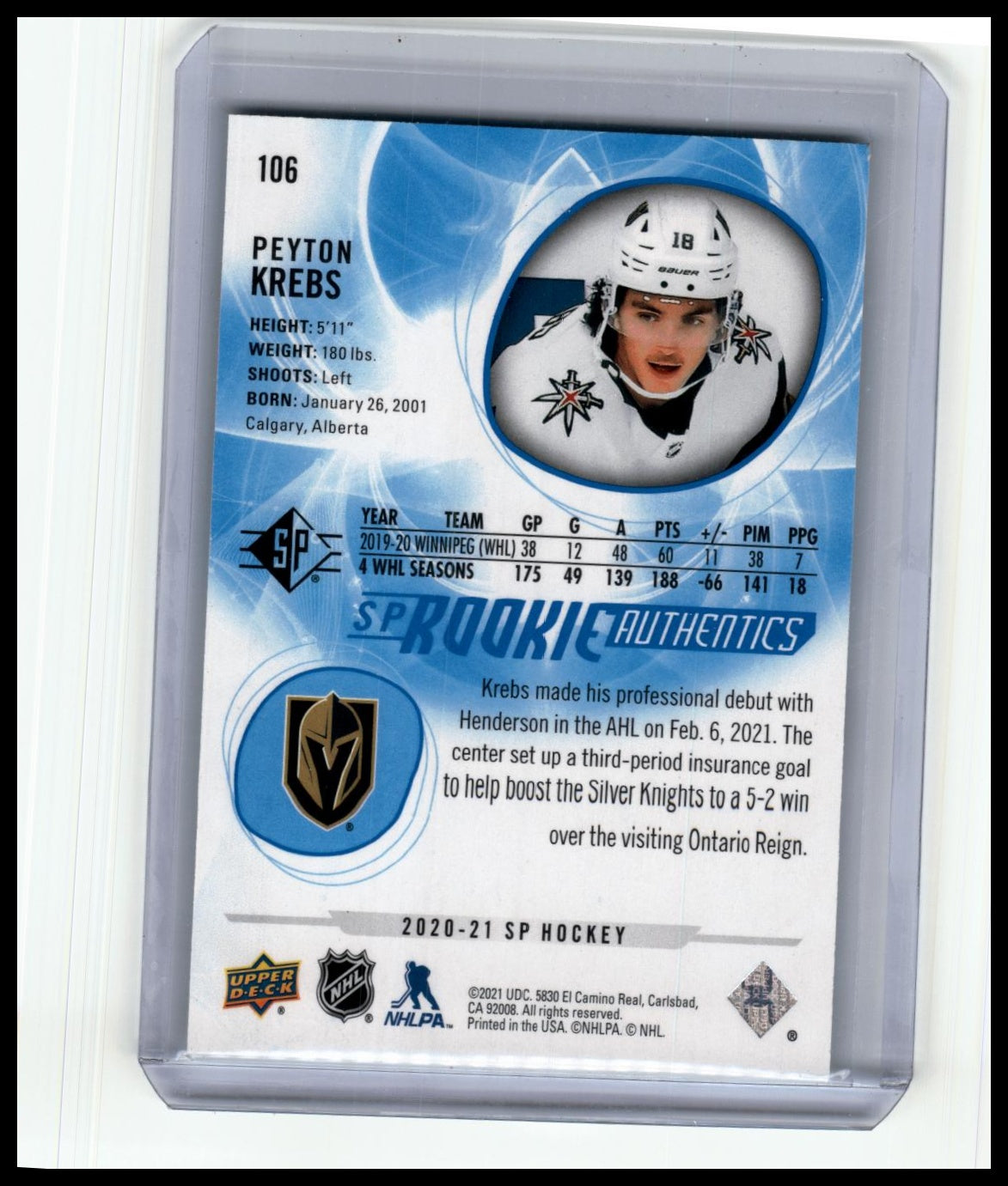 2020-21 SP #106 Peyton Krebs Blue