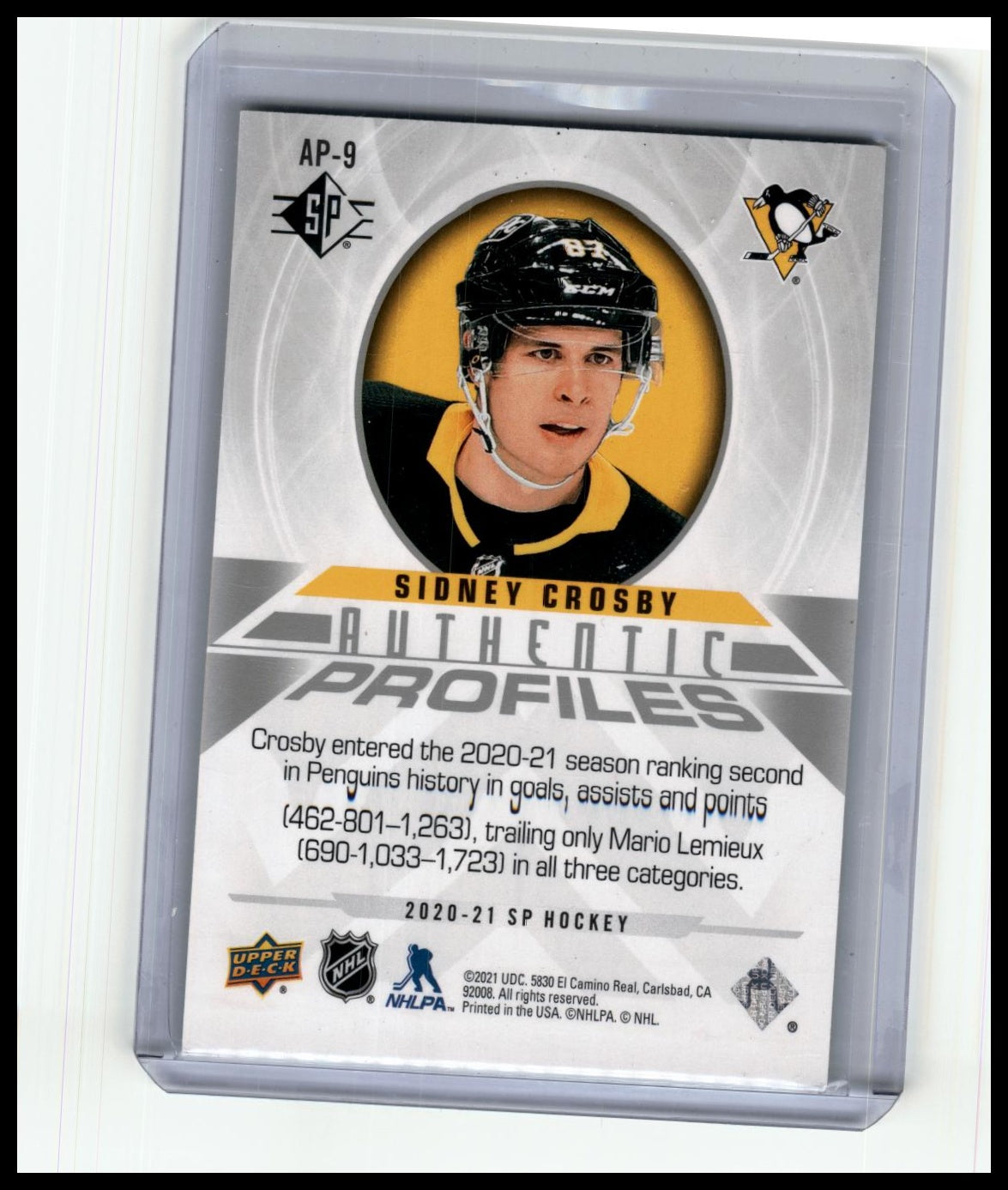 2020-21 SP #AP-9 Sidney Crosby Authentic Profiles #/2299
