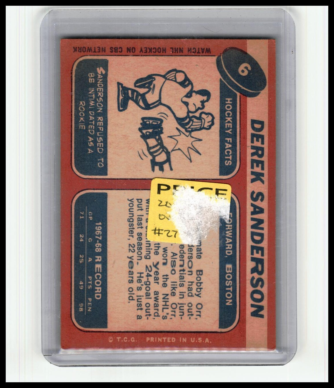 1968-69 Topps #6 Derek Sanderson