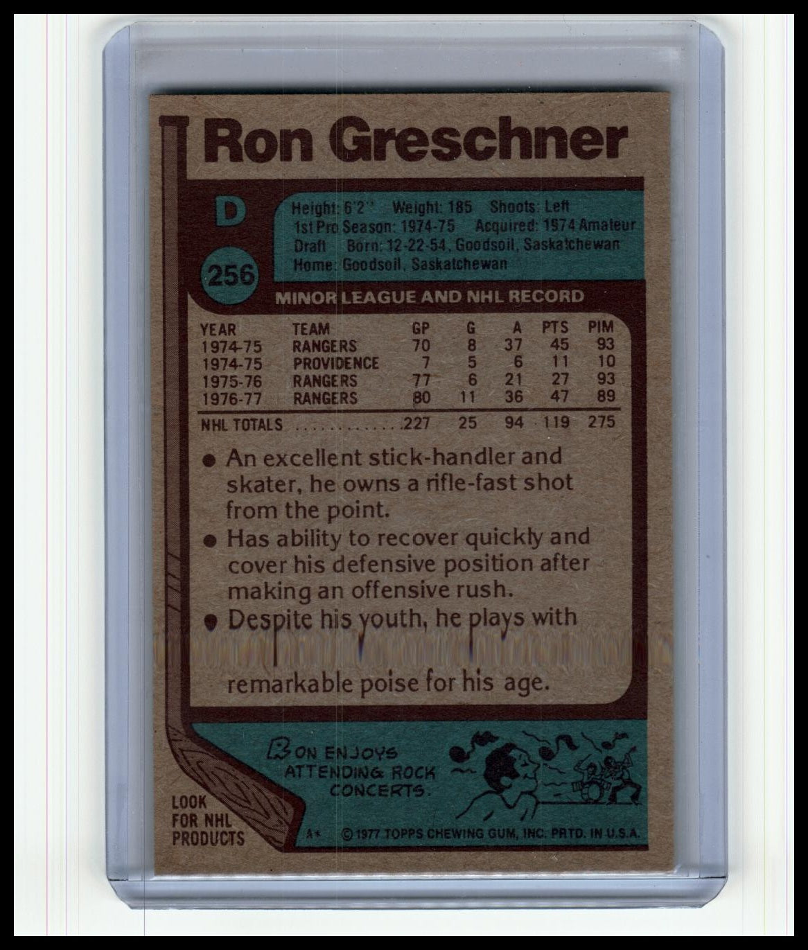 1977-78 Topps #256 Ron Greschner
